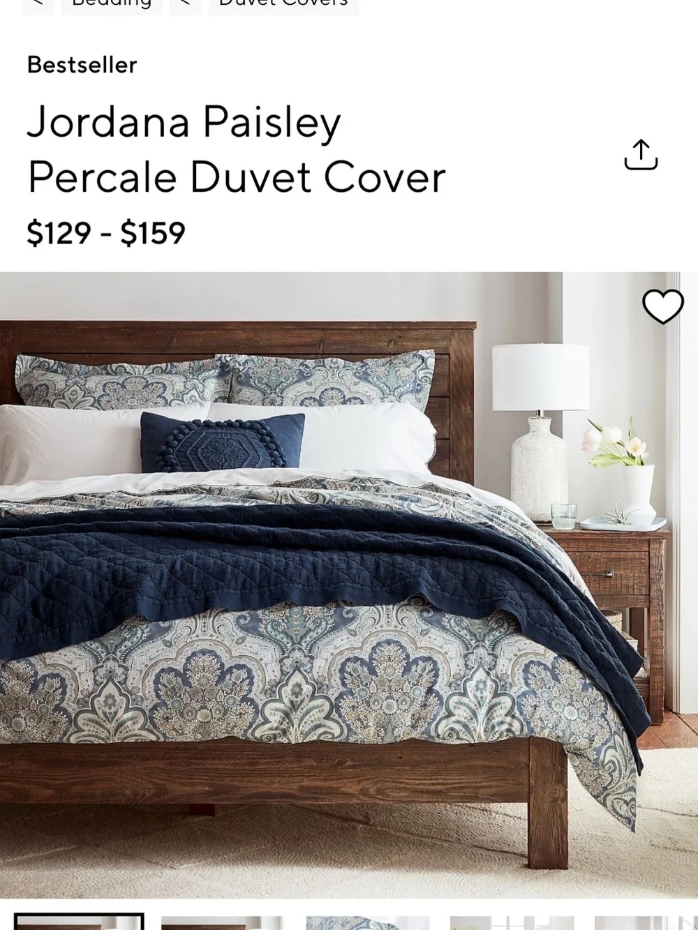 Pottery Barn Duvet cover and shams